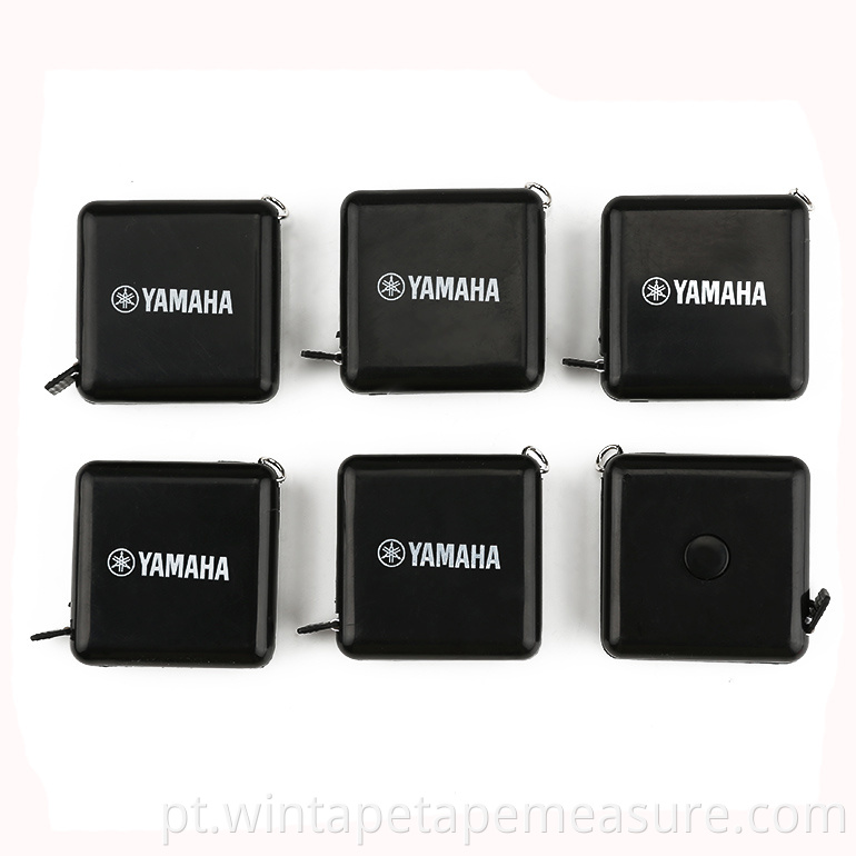 Itens para presente promocional com logotipo preto quadrado portátil fitas métricas OEM com logotipo impresso como Yamaha